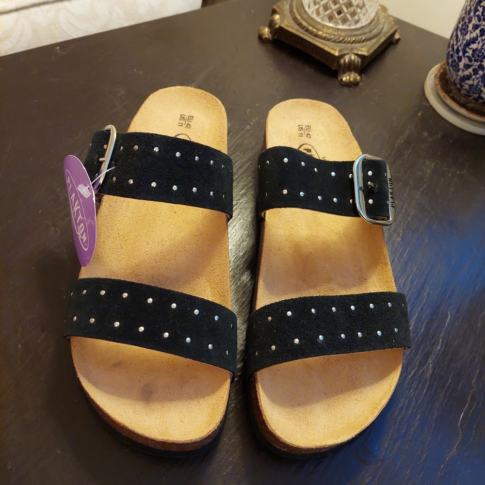 Plakton Wms Claire Handmade Spanish Adjustable Sandals Black Leather 11 NEW! - Picture 5 of 10